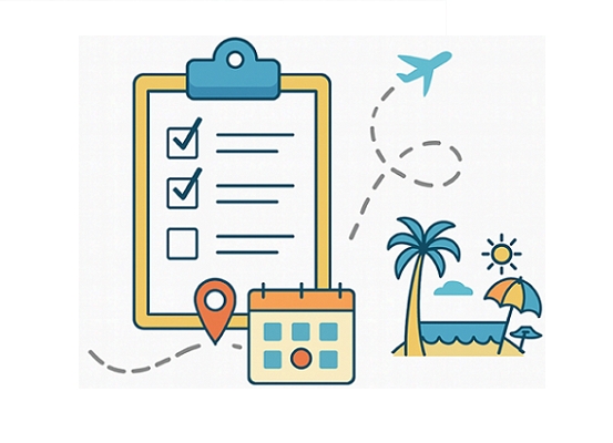 Travel itinerary planning on smartphone - organized trip planner